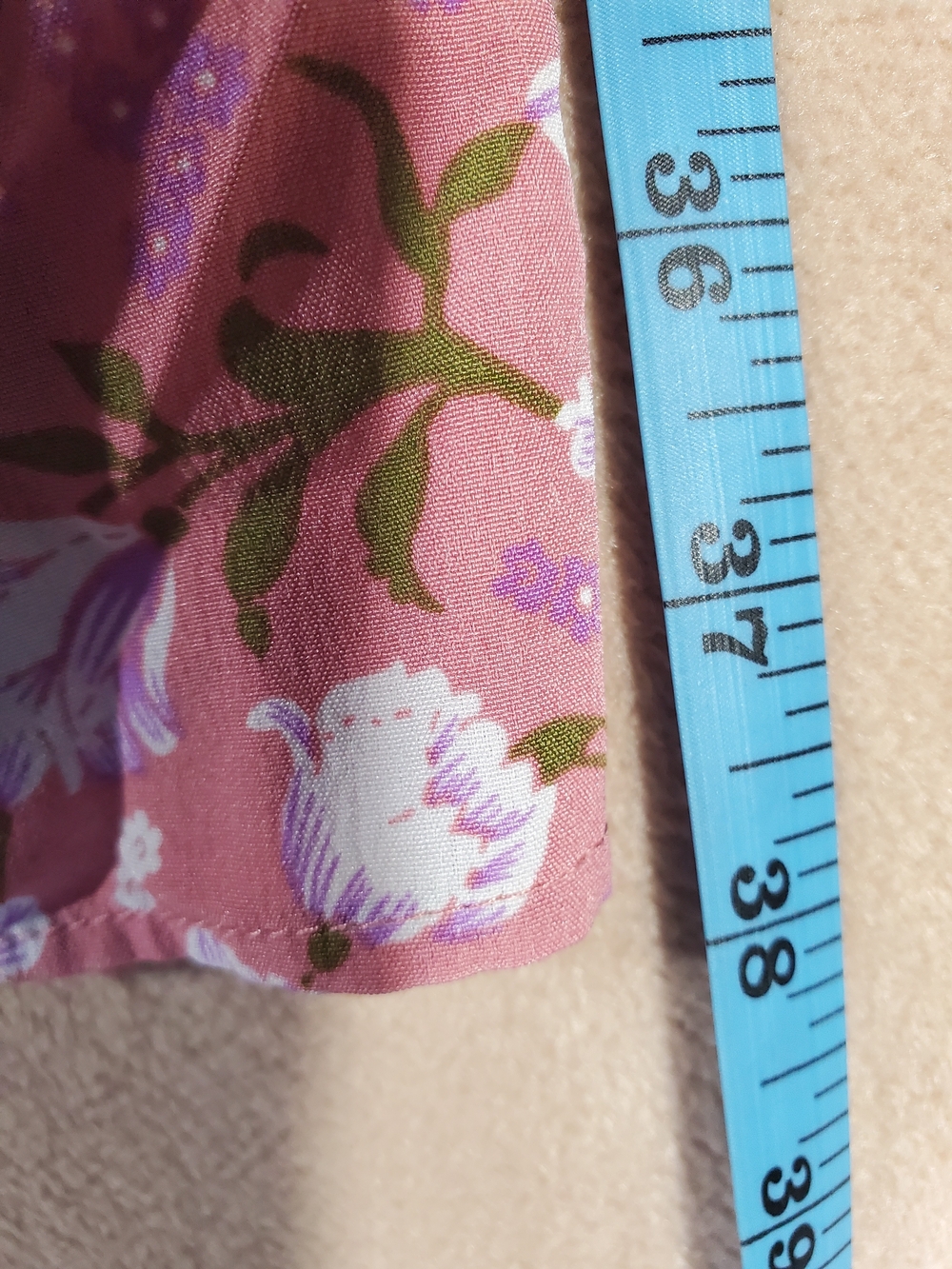 Pink Floral Womens' Tiered Dress with Puff Sleeves - Picture 6 of 11